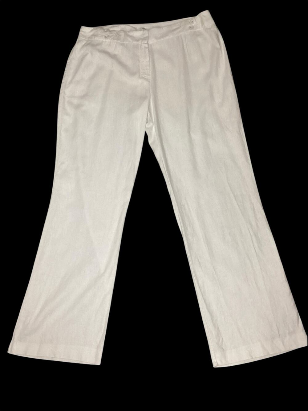 Marks & Spencer Women's White Linen-Blend Wide-Leg Trousers tall size 18 UK